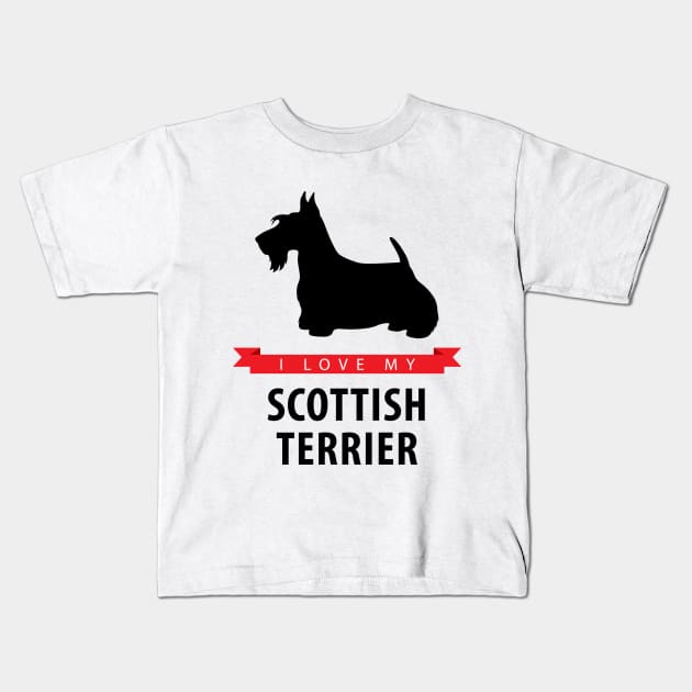 I Love My Scottish Terrier Kids T-Shirt by millersye